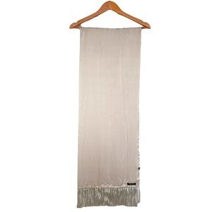 RARE Stefano Ricci Satin Silk Ivory/Off White Oversize Tassel Scarf Shawl Fringe